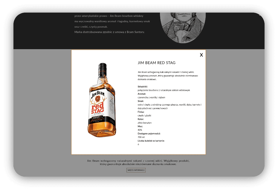Strona Jim Beam pop up produkty